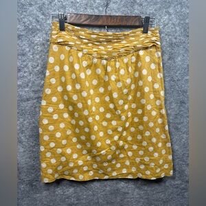 Tory Burch Skirt Yellow Gold Polka Dots Size 2 Cotton Lined A Line Classic Party